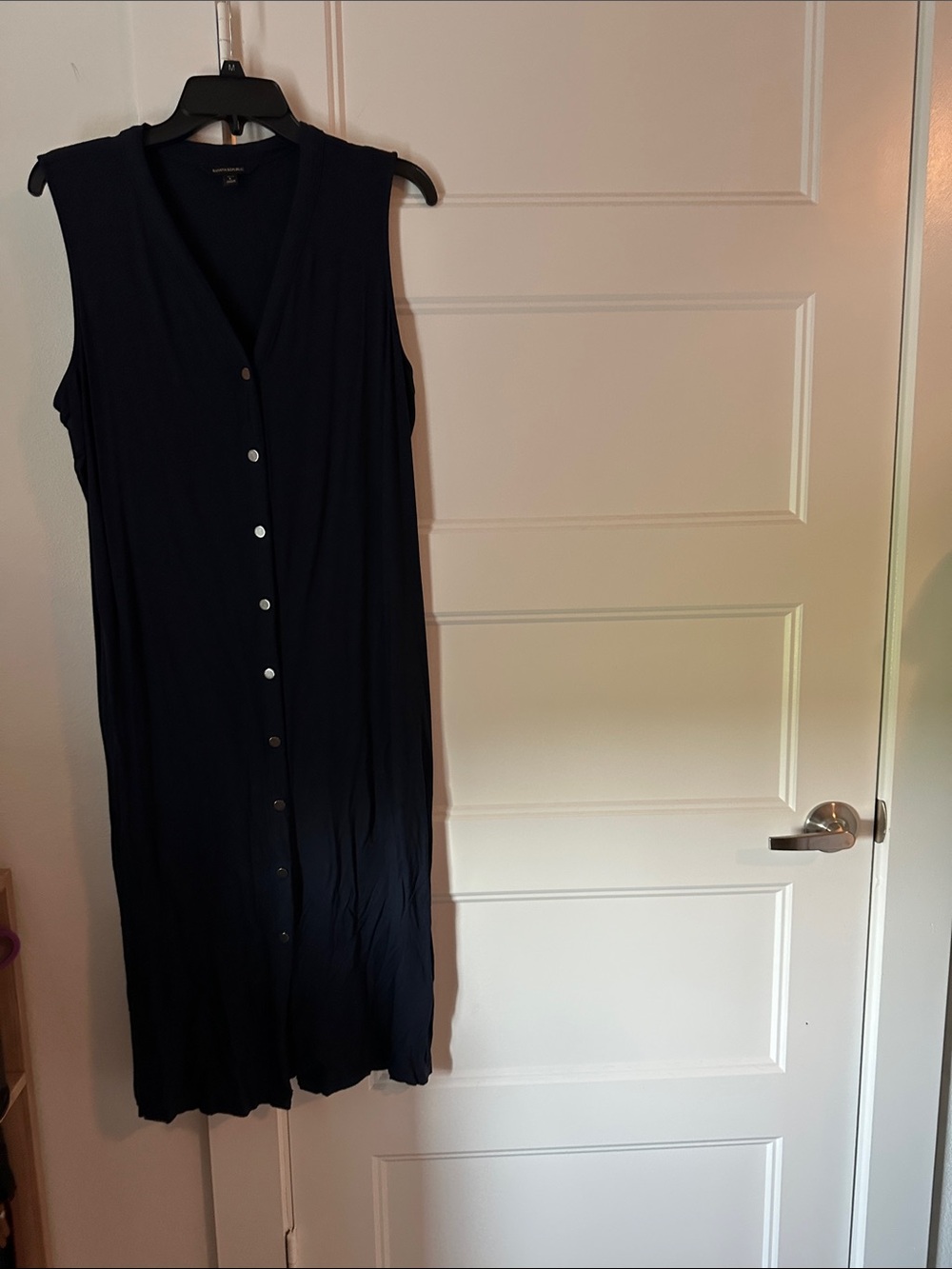 Banana Republic Sleeveless Button-Front Midi Dress - Navy